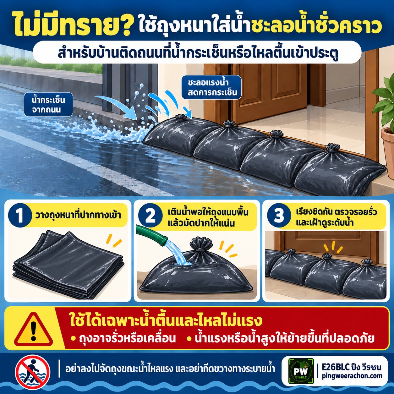 วิธีทำ ถุงน้ำแทนกระสอบทราย 3 ขั้นตอน และข้อควรระวัง